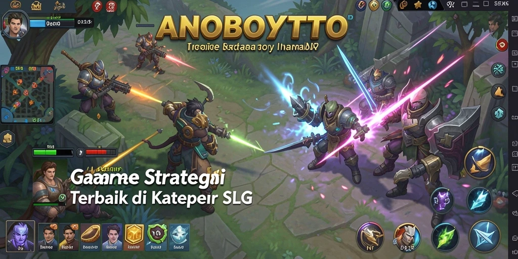 Screenshot gameplay ANOBOYTOTO yang menunjukkan aksi pertempuran SLG.