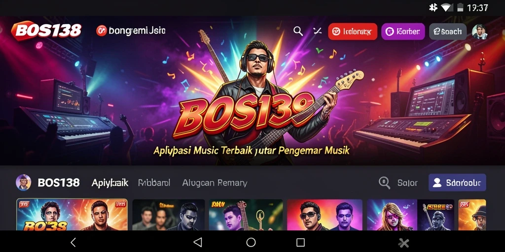 Screenshot utama dari gameplay BOS138 menampilkan tampilan antarmuka musik yang menarik.