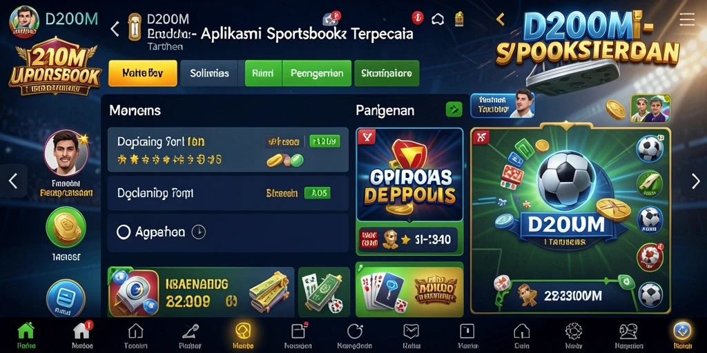 Tampilan antarmuka pengguna D200M yang menarik dan informatif di layar smartphone.