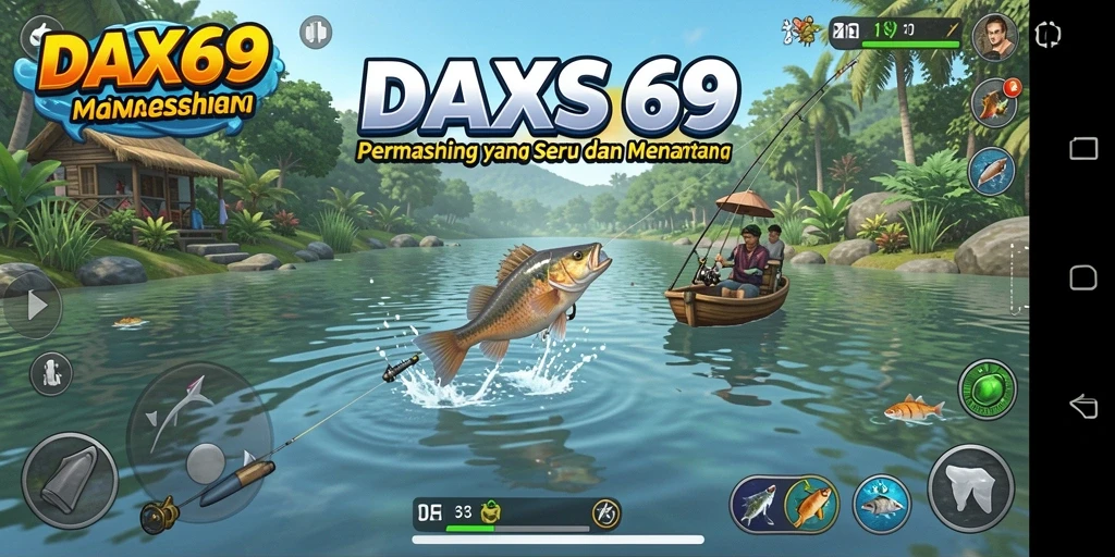 Tampilan gameplay DAX69 yang memukau saat menangkap ikan.