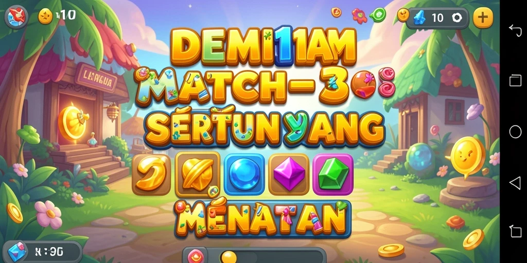 Screenshot gameplay DEMI11 yang menampilkan aksi Match-3 yang seru.