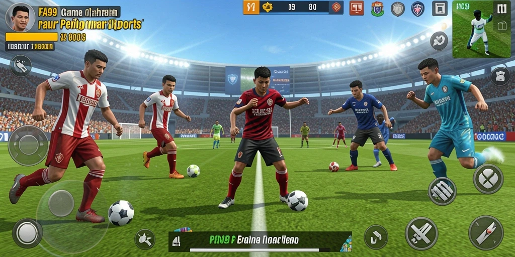 Tampilan menarik dari gameplay FA99 yang menampilkan aksi olahraga seru.
