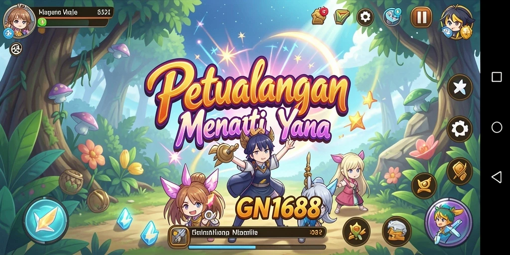 Screenshot gameplay GN168 yang menampilkan grafis anime yang memukau.