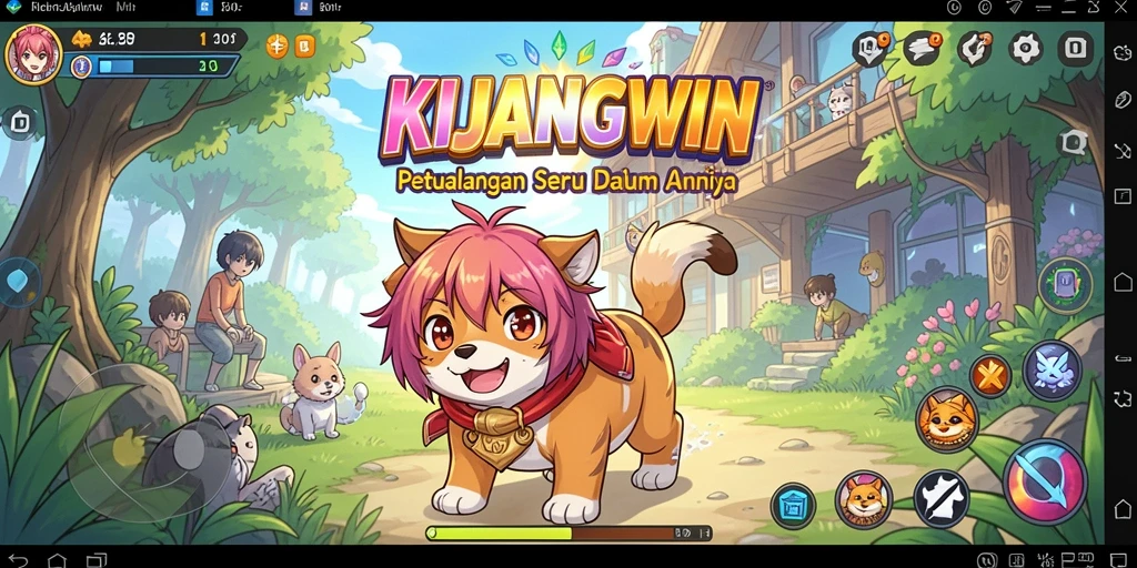 Tangkapan layar game KIJANGWIN yang menampilkan pertempuran seru dalam anime.