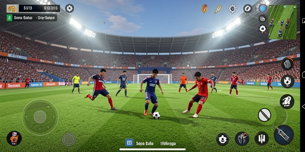 Gameplay intensif S13 dengan aksi sepak bola yang mendebarkan.