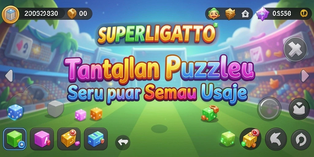 Screenshot gameplay SUPERLIGATOTO yang menunjukkan tantangan Puzzle yang seru.