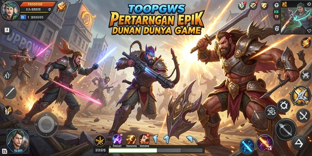 Screenshot gameplay TOOPGWS menampilkan aksi pertarungan yang intens.
